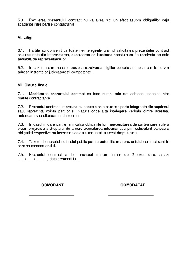 Contract De Comodat Auto Italia